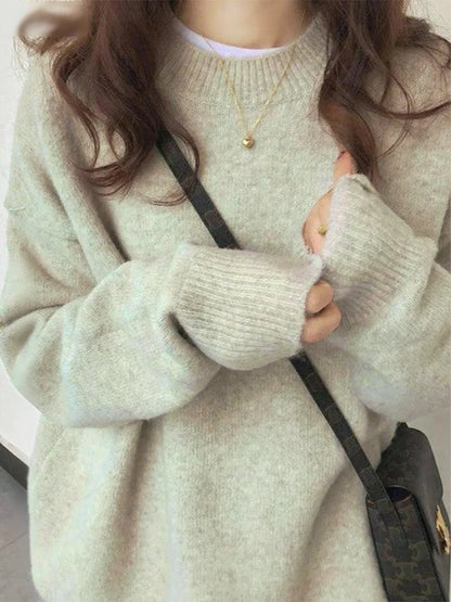 ✨Women's Solid Drop Shoulder Long Sleeve Basic Sweater🔥