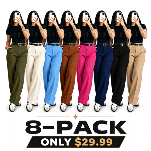 Women's High Waisted Straight Leg Suit Pants Flowy Drape Casual Office Long Trousers with Slimming Effect for Daily Versatile Wear
