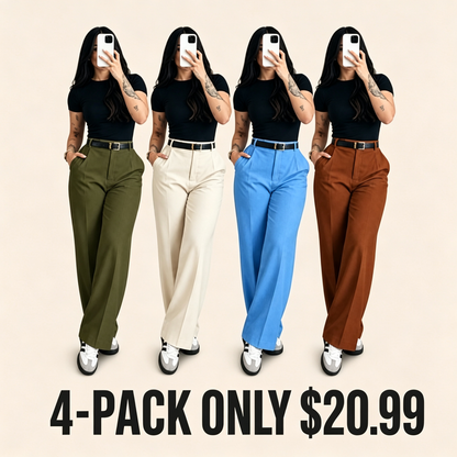 Women's High Waisted Straight Leg Suit Pants Flowy Drape Casual Office Long Trousers with Slimming Effect for Daily Versatile Wear