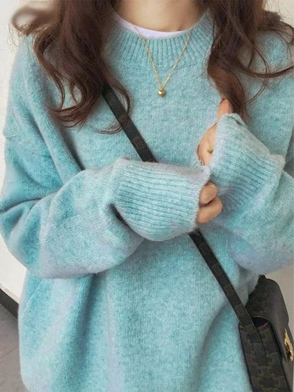 ✨Women's Solid Drop Shoulder Long Sleeve Basic Sweater🔥