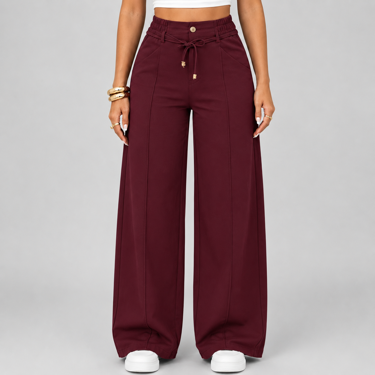 ⚡New Summer Drawstring High Waist Wide Leg Pants
