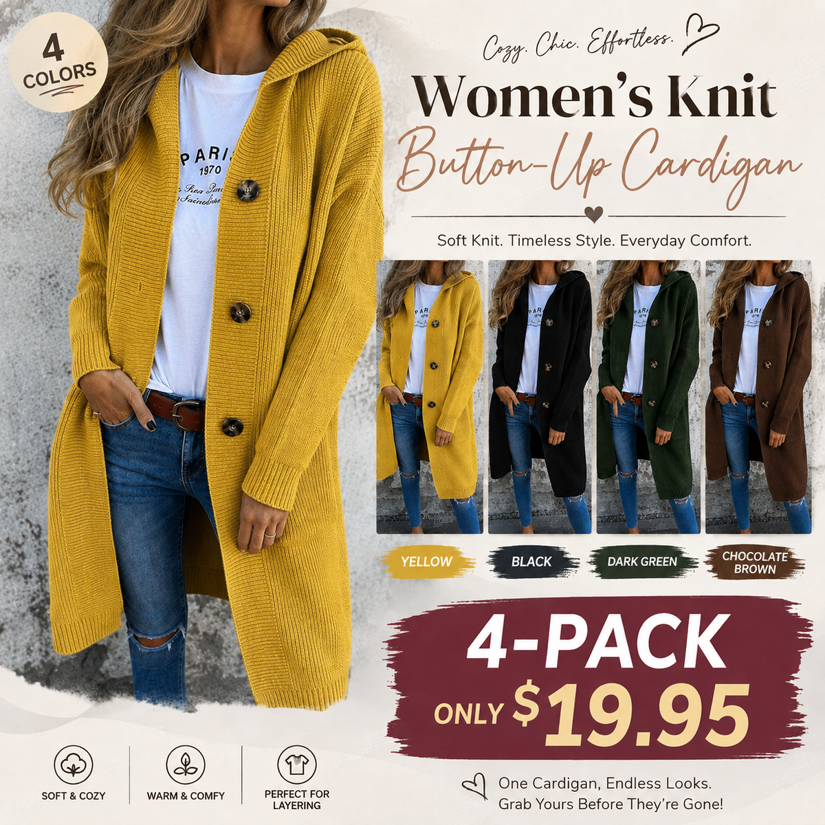Women's Knit Button-Up Cardigan